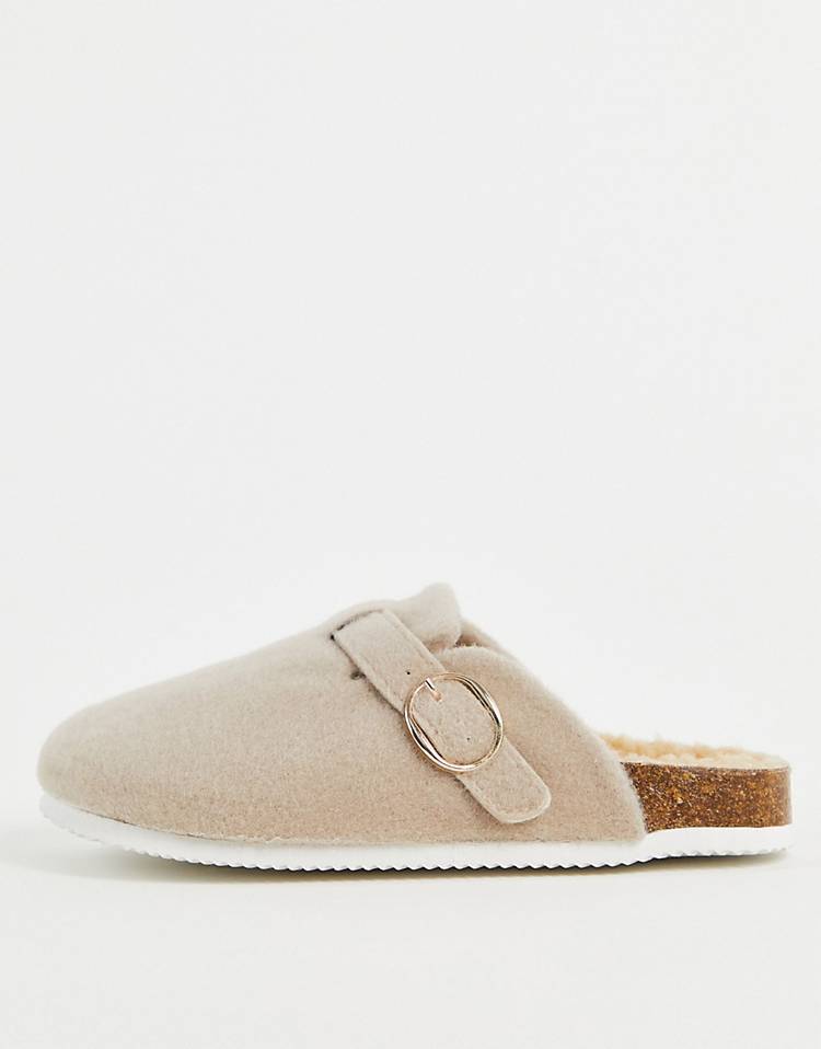 New Look faux-fur lined hard sole slippers
